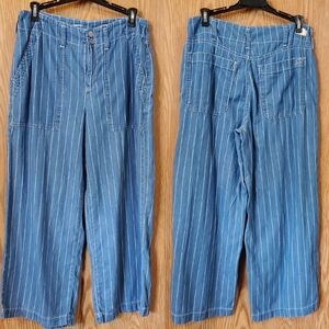 Seven7  lightweight striped wide leg cropped pants cotton/tencel size 4